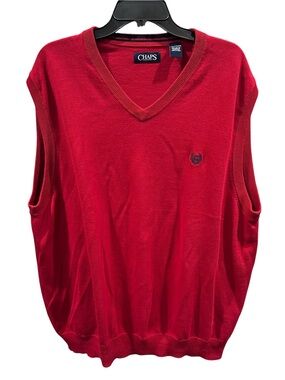 Chaps Red Sweater Vest XXL 100% Cotton V-Neck‎ Classic Preppy Golf